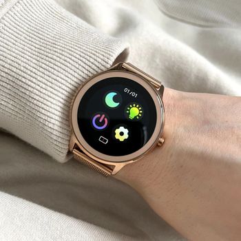 Zegarek damski Smartwatch Rubicon na złotej bransolecie RNBE66. Zegarek damski na bransolecie. Zegarek damski Smartwatch idealny na prezent dla kobiety (1).jpg